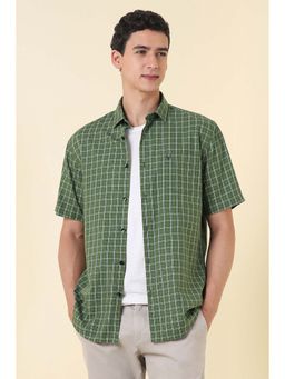 Allen Solly - Men Olive Slim Fit Check Half Sleeves Casual Shirt