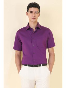 Allen Solly - Men Purple Solid Half Sleeves Formal Shirt