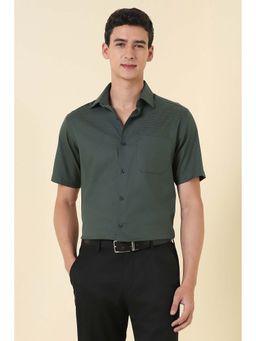 Allen Solly - Men Green Textured Half Sleeves Formal Shirt