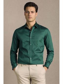 Louis Philippe - Men Green Printed Full Sleeves Formal Shirt