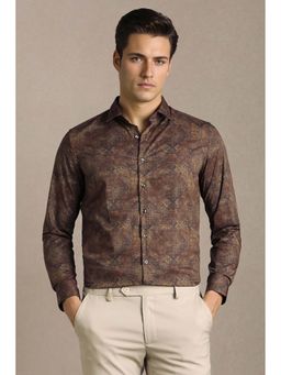 Louis Philippe - Men Brown Printed Full Sleeves Formal Shirt