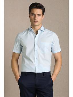 Louis Philippe - Men Light Blue Solid Half Sleeves Formal Shirt