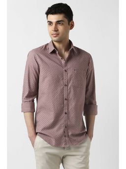 Peter England - Men Maroon Slim Fit Printed Full Sleeves Casual Shirt