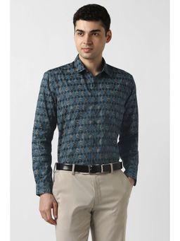 Peter England - Men Navy Regular Fit Full Sleeves Formal Shirt