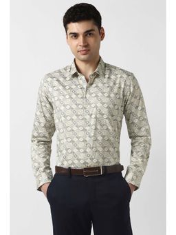 Peter England - Men Beige Slim Fit Full Sleeves Formal Shirt