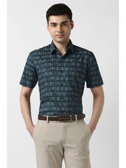 Peter England - Men Navy Regular Fit Half Sleeves Formal Shirt