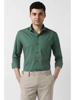 Peter England - Men Green Slim Fit Full Sleeves Formal Shirt