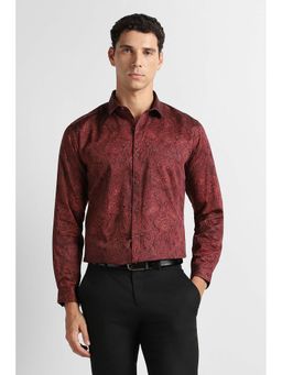 Van Heusen - Men Maroon Printed Full Sleeves Party Shirt