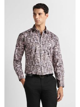 Van Heusen - Men Grey Printed Full Sleeves Party Shirt