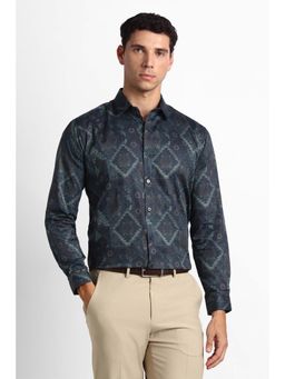 Van Heusen - Men Navy Printed Full Sleeves Party Shirt