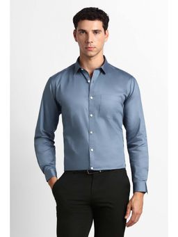 Van Heusen - Men Light Blue Solid Full Sleeves Party Shirt