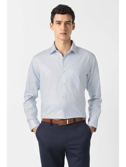 Van Heusen - Men Light Blue Textured Full Sleeves Formal Shirt