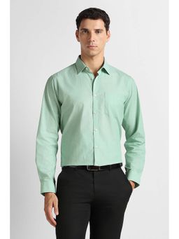 Van Heusen - Men Green Solid Full Sleeves Formal Shirt
