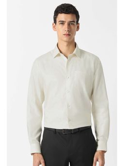 Van Heusen - Men White Textured Full Sleeves Formal Shirt