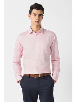 Van Heusen - Men Pink Textured Full Sleeves Smart Casual Shirt