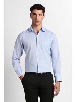 Van Heusen - Men Light Blue Textured Full Sleeves Formal Shirt