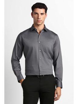 Van Heusen - Men Grey Textured Full Sleeves Formal Shirt