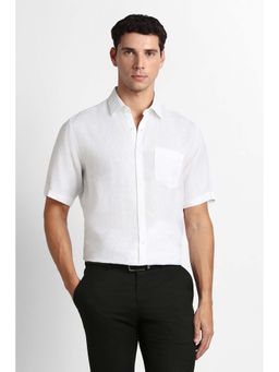 Van Heusen - Men White Solid Half Sleeves Formal Shirt