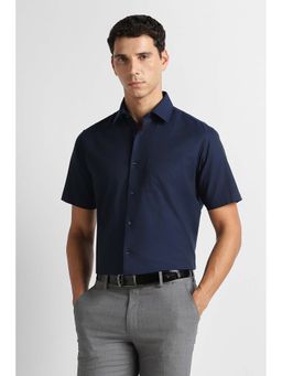 Van Heusen - Men Navy Solid Half Sleeves Formal Shirt