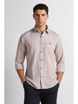 Van Heusen - Men Grey Textured Full Sleeves Casual Shirt