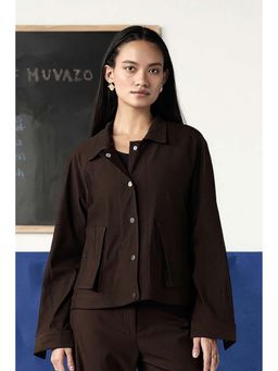 Muvazo - Brown Twill Solid Light Jacket