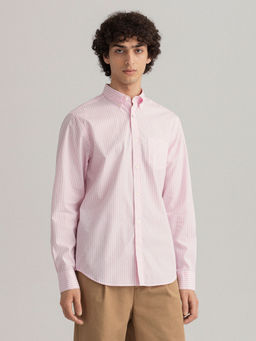 GANT - Men Pink Striped Regular Shirts