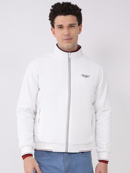 Monte Carlo - White Polyester Blend Full Sleeves Jacket