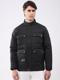 Monte Carlo - Black Polyester Blend Full Sleeves Jacket