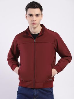 Monte Carlo - Maroon Polyester Blend Full Sleeves Jacket