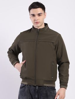 Monte Carlo - Olive Polyester Blend Full Sleeves Jacket