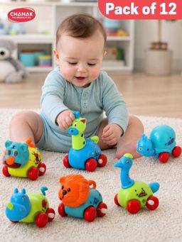Chanak - Key Operated Winding Walk Up Animals For Kids - Multicolor (Pack of 12)