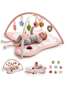 BAYBEE - 2 In 1 Premium Baby Play Gym & Activity Mat With Extra Soft Cushion (Pink)
