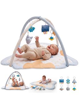BAYBEE - 2 In 1 Premium Baby Play Gym & Activity Mat With Extra Soft Cushion (Blue)