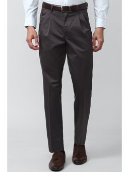 Peter England - Men Grey Solid Regular Fit Formal Trousers