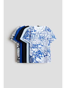 H&M - Boys Multi-Color 5-Pack Cotton T-Shirts
