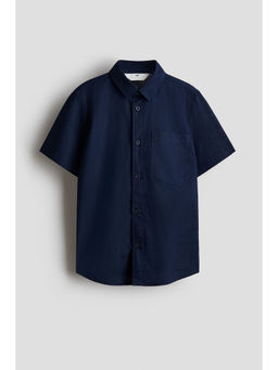 H&M - Boys Navy Blue Linen-Blend Shirt