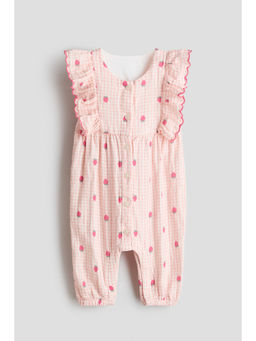 H&M - Girls Pink Frilled Muslin Jumpsuit