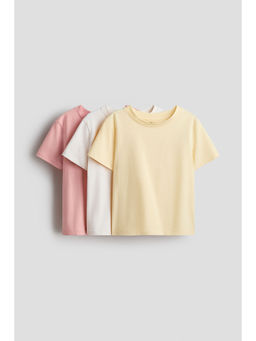 H&M - Girls Multi-Color 3-Pack Cotton T-Shirts