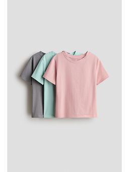 H&M - Girls Multi-Color 3-Pack Cotton T-Shirts