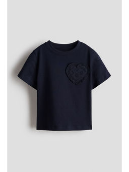 H&M - Girls Navy Blue Motif-Detail T-Shirt