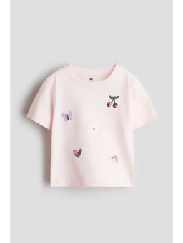 H&M - Girls Pink Motif-Detail T-Shirt