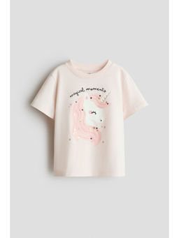 H&M - Girls Pink Motif-Detail T-Shirt