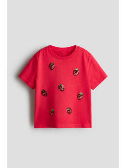 H&M - Girls Pink Motif-Detail T-Shirt