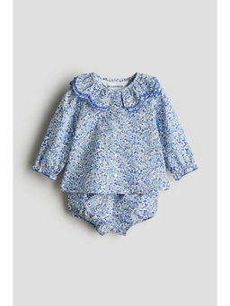 H&M - Girls Blue 2-Piece Cotton Muslin Set