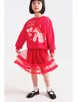 H&M - Girls Red Frill-Trimmed Tulle Skirt