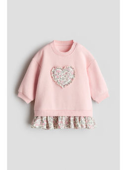 H&M - Girls Pink Appliqued Sweatshirt Dress