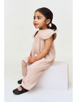 H&M - Girls Pink Cotton Muslin Jumpsuit