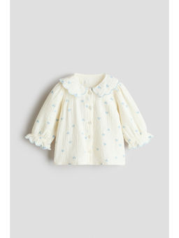 H&M - Girls Beige Cotton Muslin Top