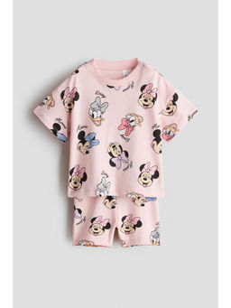 H&M - Girls Pink 2-Piece Printed Cotton Co-Ord Set