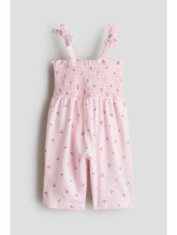 H&M - Girls Pink Printed Cotton Jumpsuit